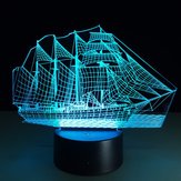 Creative Sailing Boat USB 3D Led-verlichting Colorful Touch Night Light Christmas Gift