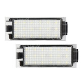 Par de luzes de matrícula LED brancas de 12V para Renault Twingo Clio Megane Lagane
