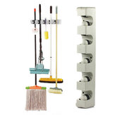 5 Position 6 Hooks Wall Mounted Mop Broom Holder Hanger Kitchen Shelf Storage Holder Garage Storage 