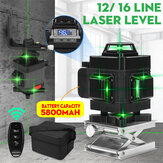 12/16 Lijn Groen Licht Laser Waterpas Digitaal Zelfnivellerend 360° Roterend Meetgereedschap