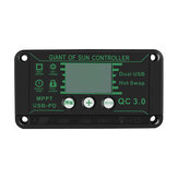 Controlador de carga solar MPPT 10A/30A/60A/100A 12V/24V/50V com dual USB e exibição automática Regulador de painel solar