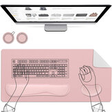 Set di 5 tappetini per mouse AtailorBird 800x400mm Tappetino per scrivania in ecopelle e sovrapposizione ergonomica in schiuma di memoria per tastiera e poggiapolsi per mouse per laptop, ufficio, studio online comprensivo di 2 sottobicchieri in ecopelle e sughero