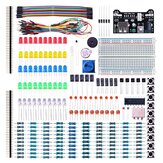 Kit de plaisir électronique Aoqdqdqd® avec carte de circuit, câble, résistance, condensateur, LED, potentiomètres pour Arduino, Respberry Pi