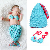 Baby handmade crochet mermaid clothing baby hundred days props yarn set