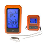TS-TP20 شاشة لمس لاسلكية بعيدة المدى لقياس درجة الحرارة للطعام ذو مستشعر حرارة مزدوج رقمي مع شاشة كبيرة و مؤقت مزود بمؤشر رقمي لقياس درجة حرارة اللحم في الشواية وفرن الشواء