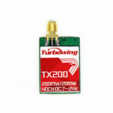 Turbowing TX200 5.8G 20mW/200mW 40CH Mini FPV Transmitter RP-SMA Female for RC Drone 