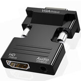 Laptop TV Box Projector için 1080P Erkekten Dişi HDMI'dan VGA Adaptör Ses Kablosu Dönüştürücü