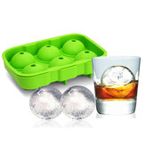 KC-IT02 6 ثقوب كبيرة على شكل كرة سيليكون Ice Cube Sphere Whiskey Cocktail Ice Mold Tray