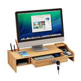Suporte para computador de mesa de madeira para laptop Suporte de base de prateleira elevada para teclado de mesa de escritório arranjo