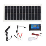 10W 12V/5V USB Solar Panel Power System Battery Charger Generator LED Light Bulb W/ 10A Controller