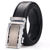  125CM Mens Automatic Buckle Business Two-Layer Leather Belts Casual Adjustable Waist Belt 