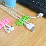Organizador de cabo USB e para fones de ouvido de silicone pegajoso de 5 slots Bakeey para desktop