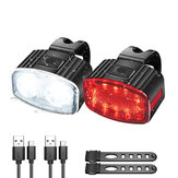 Conjunto de Luz Traseira e Dianteira Recarregável USB para Bicicleta, Luz Traseira de LED para Bicicleta e Luz Dianteira para Bicicleta, Acessórios para Bicicleta