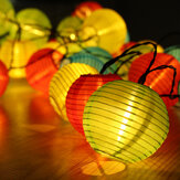 10/20/30/50 LED Napelemes Lampion String Lights Vízálló kerti lampion string fények Szövetlampionokkal Kültéri és beltéri dekorációkhoz Karácsony, kert, otthon
