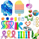 34/39/41 stuks Fidget Toys Sensorische Set IJsje Peer Ananas Vorm Anti Stress Educatieve Puzzel Toys Decompressie Artifact Fidget Bubble Toys Set Voor Kind Volwassenen