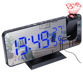 Alarme de espelho LED Relógio Display de temperatura e umidade em tela grande com rádio e função de projeção de tempo Eletrônico Relógio Recarregável