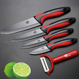 Conjunto de facas de cozinha de cerâmica MYVIT 3 4 5 6 polegadas + descascador, lâmina preta para descascar frutas e vegetais