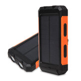 Power Bank Solar à Prova D'água de 8000MAH Carregador Solar com Bússola Dual USB Portátil 2 LEDs Iluminação