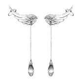 Angel Wings Crystal Drop Ear Clips Rhinestone Women Earrings