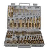 Drillpro 115 darabos titán bevonatos nem használt fúrókészlet 1/16-1/2 hüvelyk kerek szárú fúróval gyors fa- és fémfúrásra