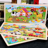 Puzzle Toy Set Animals Wooden Jigsaw Learning Recognize Animals Ability Children Educational Preschool Toys Perfect Gifts for Kids