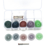 30pcs 25mm Radial Bristle Disc Brushes 80-1000 Streugut with 5pcs Mandrel Rotary Adapter