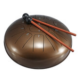 HLURU Tambour de percussion à languettes en bronze et acier de 10 pouces, 11 notes, instrument avec maillets et sac