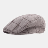 Männer Baumwolle Plaid Muster Casual Sunshade Forward Hut Flat Cap Beret Cap
