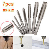 7pcs M3 to M12 Metric HSS Right Hand Thread Tap Set Metric Plug Tap Drill Bits