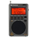 Rádio portátil Retekes TR110 Rádio de ondas curtas SSB FM/MW/SW/LSB/AIR/CB/VHF/UHF Bandaa completa Rádio digital de alarme NOAA Relógio despertador