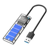 AODUKE JMS578 SATA M.2 NGFF Gabinete de disco rígido externo SSD de estado sólido USB3.1 GEN1 Disco rígido móvel transparente Caixa com cabo USB DM201SU