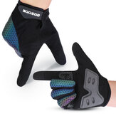 Coppia di guanti da ciclismo traspiranti, antiscivolo a dita intere riflettenti con schermo touch per sport, escursioni, MTB, moto e bicicletta.