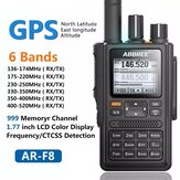 ABBREE AR-F8 GPS Walkie Talkie de alta potencia 6 marcas Frecuencia 136-520MHz Detección CTCSS DNS Pantalla LED