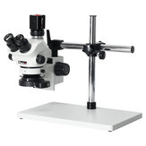 Microscopio estéreo trinocular de enfoque simultáneo con zoom continuo de 3.5X a 100X y cámara de vídeo HDMI de 24MP 4K 1080P con adaptador CTV y lente Barlow