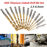 13 db 1/4 hüvelykes hatlapú, 1,5-6,5 mm-es HSS titán bevonatú fúrószár készlet