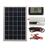 12V/24V DIY napelemes rendszer készlet LCD napelem töltővezérlő 18V 20W napelem 1000W napelemes inverter Napenergia-generációs készlet