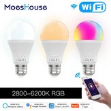 MoesHouse 9 W E27 WiFi Smart LED Lamp RGB C + W Dimbare Smart Life Tuya APP Lamp Werken met Alexa Google Home AC110V / 220 V