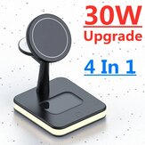 30W 4-in-1 magnetische kabellose Ladestation mit Lampe für iPhone 12 13 14 Pro Max Mini Apple Watch Airpods Schnellladung