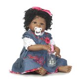 22inch 57cm NPK Силиконовый Хлопчатобумажное тело Curly Волосы Baby Reborn Черные куклы Smiling Bebe Reborn Babies 