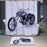 Tenda da doccia impermeabile in poliestere con decorazione motociclistica 180x180cm per il bagno con 12 ganci inclusi.