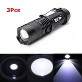 3Pcs Μαύρο Χρώμα MECO Q5 500LM Πολύχρωμο Zoomable Μικρό LED Φακός 14500/AA