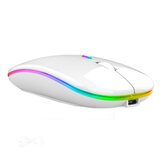 Mouse sem fio Dual Mode BT3.0/5.2 2.4G ajustável 800-1600DPI recarregável, com luz LED e silencioso para laptop PC