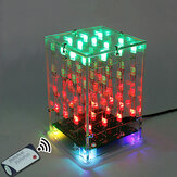 4x4x4 Dual Color LED Cube Kit DIY Eletrônico Light Square 3D com Controle Remoto