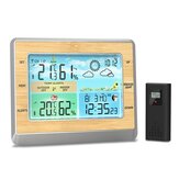 6-inch Display Date Week Indoor Outdoor Temperature Humidity Moon Phase Weather Forecast 4 Level Backlight Adjustable Multifunctional Tool for Home Office Hotel Electronic Alarm Clock RF Wireless Weather Clock