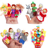 Karácsony 7 típusú családi Finger Puppet készlet puha textil baba a gyerekeknek Ajándék játékbaba