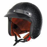 Открытый шлем для мотоцикла 3/4 ретро-винтаж из искусственной кожи для взрослых черного или коричневого цвета