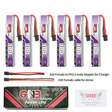 6 Gaoneng 3.8V 380mAh 60C 1S LiHV-Batterien mit A30-Stecker und Adapterkabel für Happymodel Mobula6 und BetaFPV Meteor65
