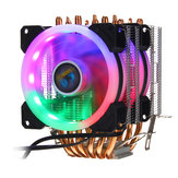  Aurora Colorful Rétro-éclairé 3 broches 2 ventilateurs 6 tube de cuivre double tour CPU refroidissement ventilateur radiateur pour Intel AMD