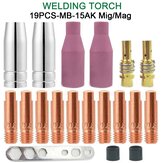 19Pcs 15AK For Binzel Torch Ceramic Nozzles Contact Tips Holders Mig Welder Consumable Accessories MB-15AK Mig Welding Torch