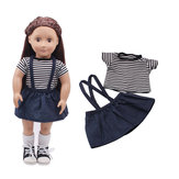 Striped T-shirt Skirt Set For 18'' American Girl Our Generation Journey Doll Accessories